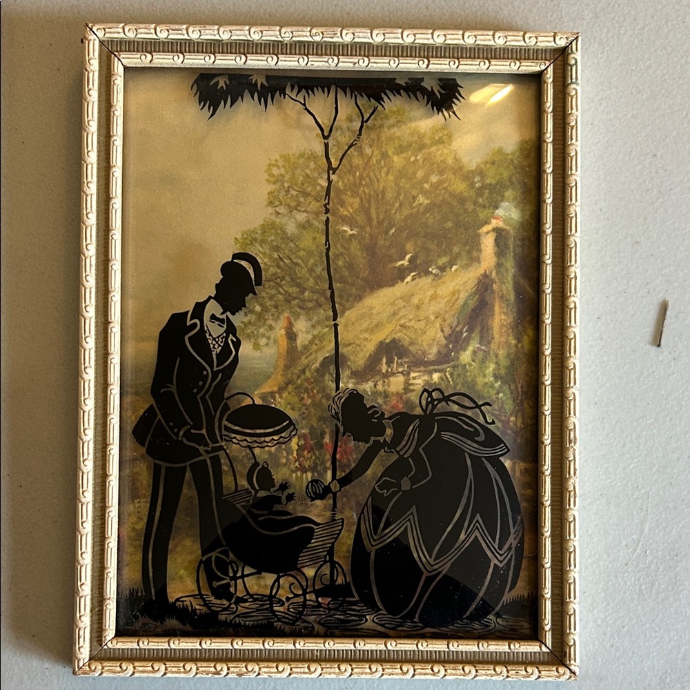 Vintage Silhouette Art in Ornate Frame